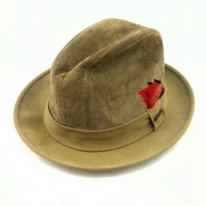 Stetson Vintage Suede Leather Fedora Hat Size 7